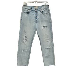 We the free cropped straight leg distressed Buttonfly jeans women’s size 26